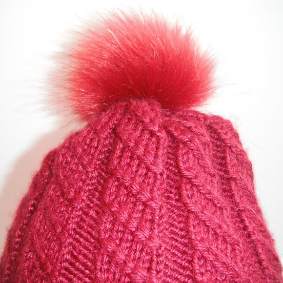 Hand Knitted Hat Toque Adult-OneSize Acrylic Color Burgundy-002 Hand knit by me - Picture 6 of 12
